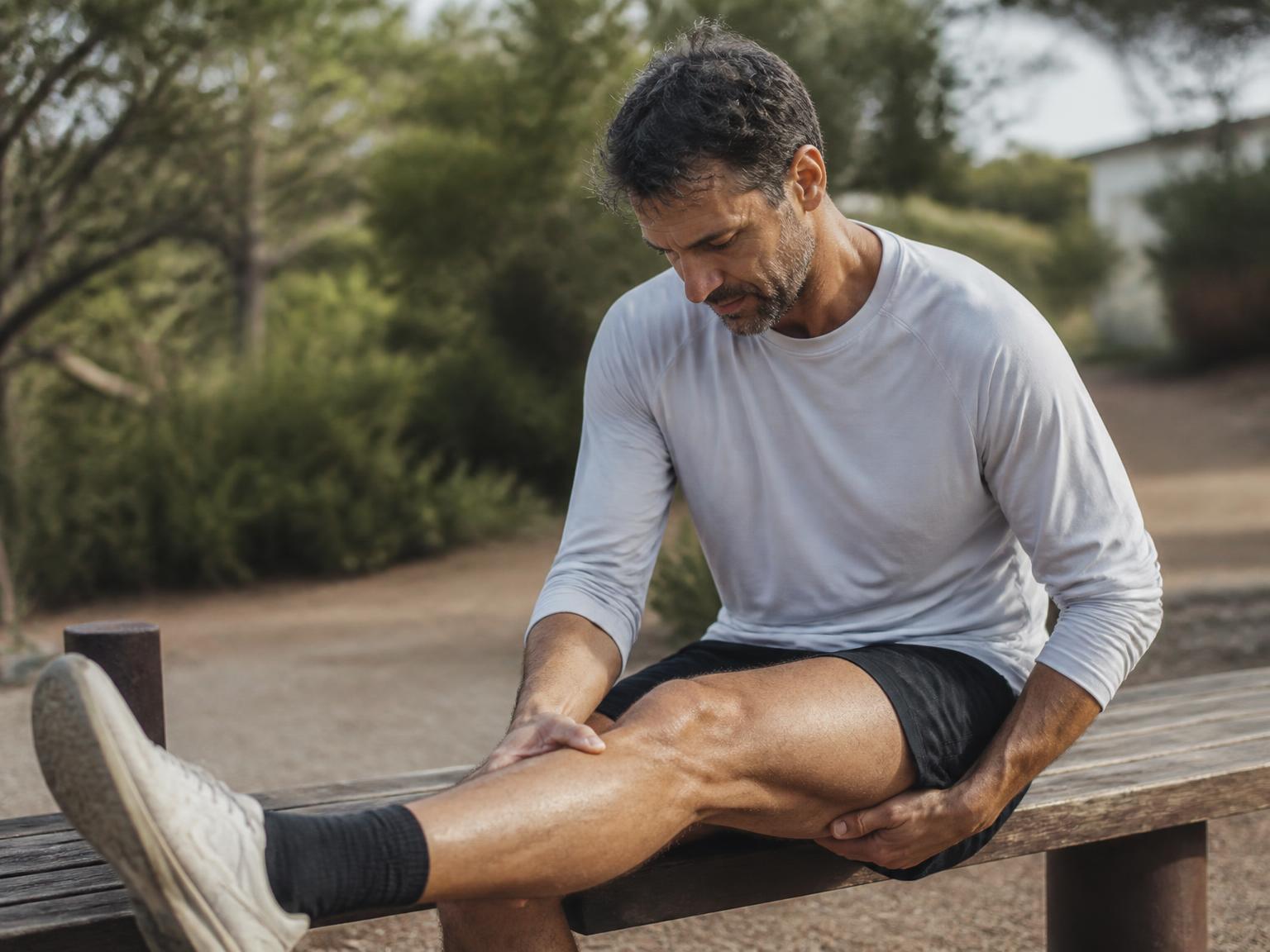 Man stretching after a light outdoor workout